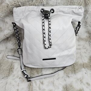 Aldo White Quilted Backpack with Chain Straps